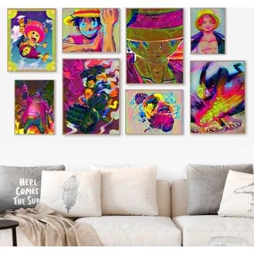 Japan Anime One Piece Home Decoration Wall Picture Poster Hd Canvas Painting Artwork Printed Bedroom Living Room Wall Stickers