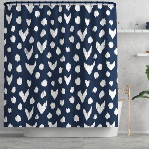 Chinese Blue and White Porcelain Geometric Figures Shower Curtain Polyester Bathroom Waterproof Cloth 180*180cm Decor Tapestry