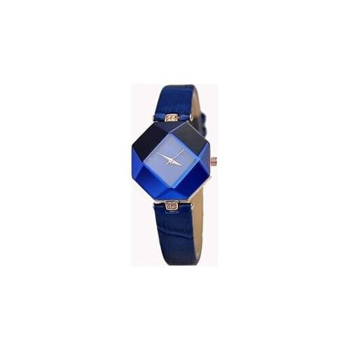 2019 Women Watches Gem Cut Geometry Crystal Leather Quartz Wristwatch Fashion Dress Watch Ladies Gifts Clock Relogio Feminino