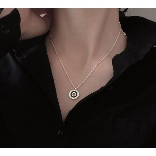 925 Sterling Silver Round Alphabet Circle Necklace Female Statement Gothic Design Chain Charming Girs Vintage Couple Gift