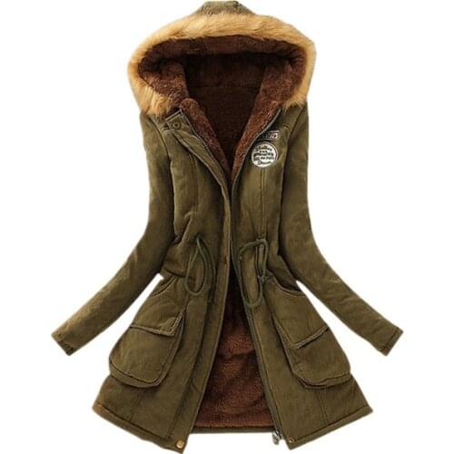 Faux Fur Hooded Winter Jacket Women Parka Coats Warm Thicken Cotton Padded Casual Jacket Coat Loose Winter Parka Women Plus Size