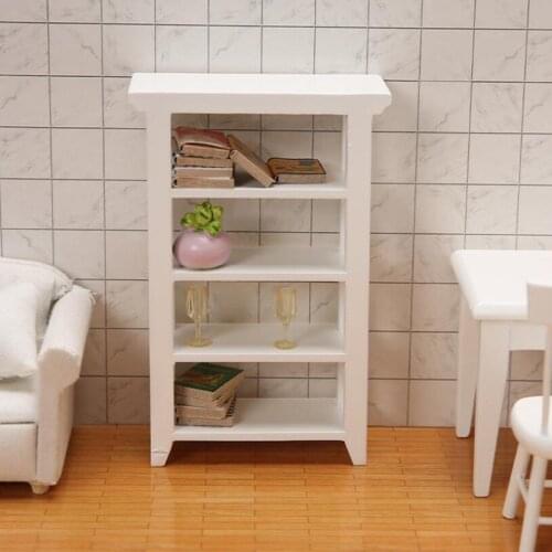 1pcs 1:12 Dollhouse Bookshelf Miniature Wooden Modern Furniture Cabinet Shelf Decor