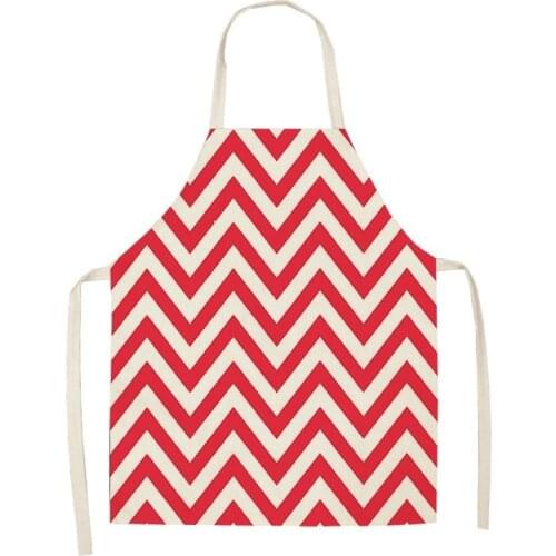 1 PC Simple Stripe Pattern Kitchen Aprons for Women Home Cotton Linen Sleeveless Apron Cooking Baking Waist Bib Tool