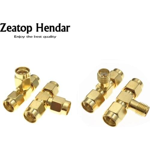 10Pcs Gold Brass SMA Male / Female Jack to Dual 2 x SMA Male T Splitter Plug 3 Way RF Coax Coaxial Antenna Connector
