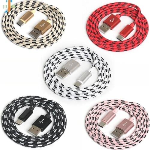 100pcs/lot USB Type C Cable Nylon Lattice Braided USB-C Cable Type-C Fast Charging Cord for Xiaomi Mi 4c 5 5s 6 6x Huawei P20