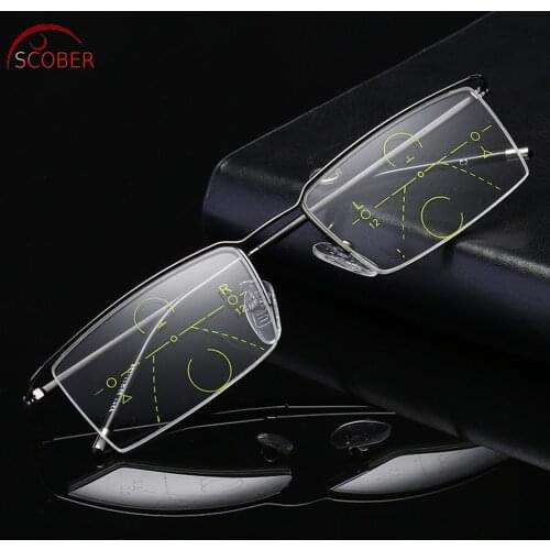 2019 Scober = Alloy Business men For Intelligence Progressive Multifocal Commercial Reading Glasses Bifocal +1 +1.5 To +4