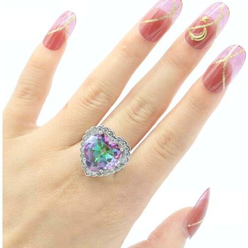 16x14mm SheCrown 3.9g Lovely Cute Smokey Topaz White CZ Daily Wear 925 Sterling Silver Rings Drop Shipping