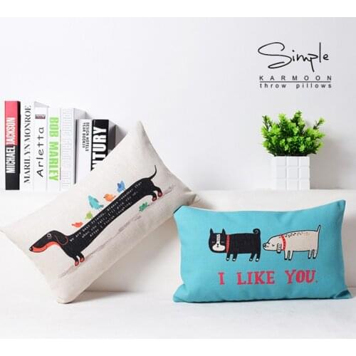 30cm*50cm Rectangle Dog Cushion Cover Linen Animal Throw Pillow Case Capa Almofada Decorative Puppy Sofa Lumbar car Covers Gift