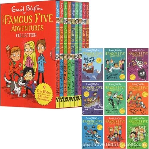 9PCS/Set Enid Blyton The Famous Five Adventures Collection Children English Picture Book Detective Stories After-class Reading