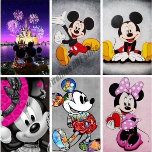 Disney 5D Diamond Painting Square Cartoon Mickey Mouse and Minnie Mouse Diamond Mosaic Home Decor Cross Stitch Kits Gifft