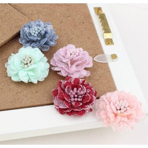Free Shipping 20PCs/Lot 30MM Handmade Flatback Chiffon Flower Patch Fit Girls Hair Jewelry Clips Elastic Band Garment Shoes DIY