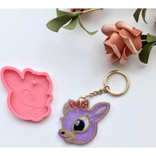 Shiny Glossy Silicone Resin Molds Diy Fawn Keychain Mold DIY Keychain Pendant Jewelry Epoxy Resin Crafting Molds