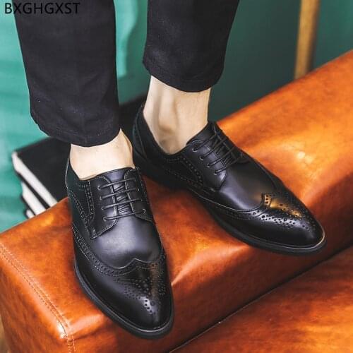 Brogue Men Suit Shoes for Men Office 2021 Black Designer Shoes Men High Quality Oxford Leather Shoes Men Classic Chaussure Homme