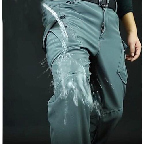 Winter Outdoor Soft Shell Charge Trousers Men Warm and Windproof Waterproof Fleece Trousers Large Size Ski Mountaineering Pants