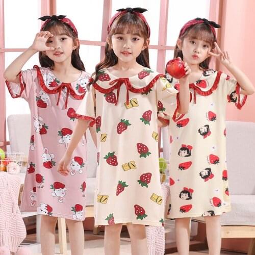 Girls Nightgowns Kids Nightdress Baby Sleepwear Summer Sleeing Suit For Girl Homewear Big Size Princess Night Dress Cute Pajamas