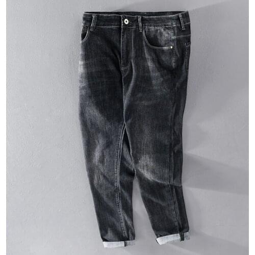 Spring and summer ankle-length stretch cotton black jeans for men casual comfortable pants men trousers mens clothes spodnie