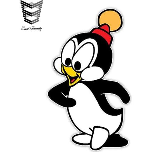 EARLFAMILY 13cm X 7.6cm Car Styling Penguin Decal Cartoon Car Stickers Vinyl Graphic for Car Window Door Bumper Laptop Decor
