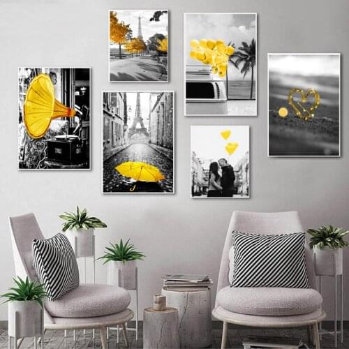 Europe City Scenery Yellow Retro Picture Landscape Home Decor Print Posters Nordic Canvas Painting Living Room Bedroom Wall Art