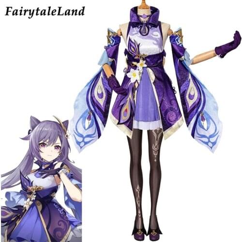 Genshin Impact Cosplay Keqing Costume Carnival Halloween Lolita Outfit Japan Cute Dress Props Stage Performance Outfit