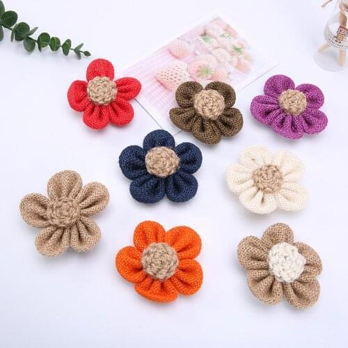 2 pcs Natural Jute Burlap Ribbon flower linen flower Diy Wedding Christmas Ribbon Decoration Accessories Festival Party Crafts