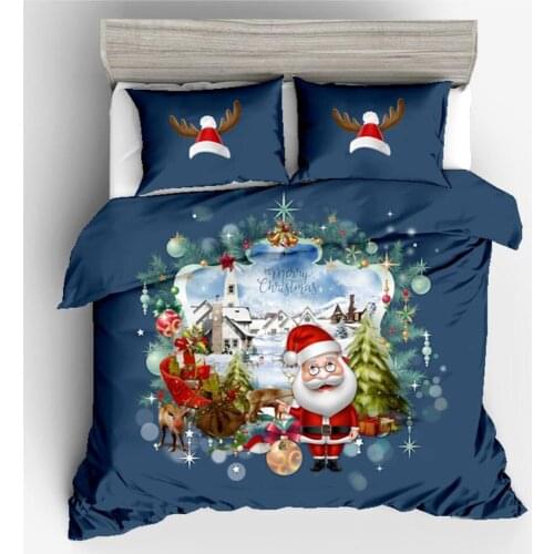 Lychee Christmas Style Bedding Set X-mas Decoration Pillowcase Duvet Cover Sets 2-3pcs Home Textile Family Bed Sets