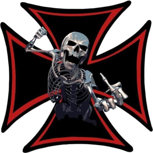 Creative Cross Skull Biker Death Skeleton Car Sticker Motorcycle Decals Waterproof Anti-UV Decals PVC 15cm X 15cm