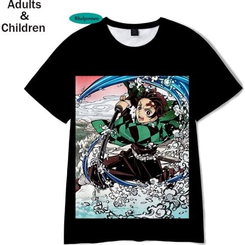 Summer 3D Kids T shirt New Printed Comic Demon Slayer t-shirt Men Women Hot 3D Kimetsu no Yaiba Boys Girls Black Childrens Tees