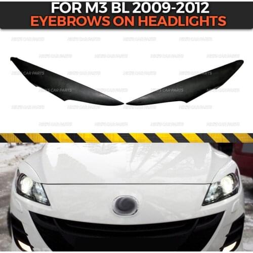 Eyebrows on headlights case for Mazda 3 Sedan & HB BL 2009-2012 ABS plastic cilia eyelash molding decoration car styling tuning