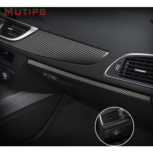 Mutips Car Dashboard Panel Cover Sticker Trim For Audi A6 A7 2012-2018 Auto Interior Accessories Center Console Decoration Frame