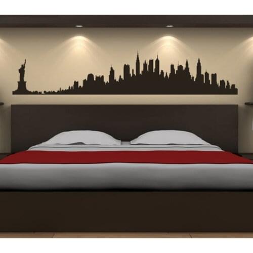 New York City Skyline Wall Stickers City Silhouette Buildings Art Decals Mural DIY Wallpaper for Room Decal 73 * 14cm