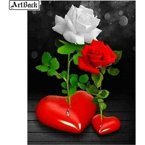 NEW 5D Diamond Painting Red Heart Rose Love Picture Diamond Embroidery Full Square Diamond Mosaic Rhinestone Home Decor 4 style