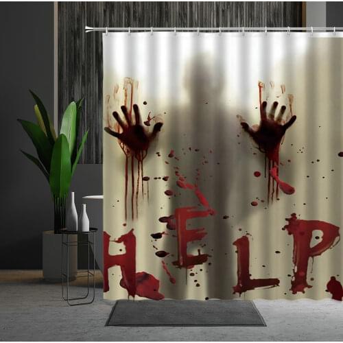 Very Scary Blood Handprint Shower Curtains Bathroom Fabric Bath Curtain Waterproof Cloth Curtain Home Decoration Multiple Size