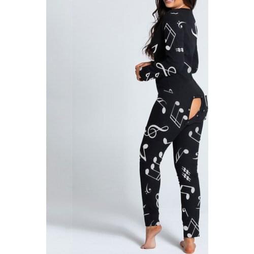 2021 Autumn Winter Adult Woman Sexy Note Printed Creativity Multiple Styles Button-Style Functional Button Flap Adult Pajamas