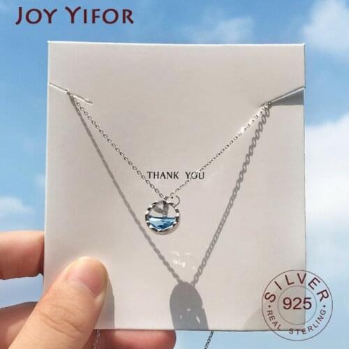 925 sterling silver Mermaid Tears Foam Necklace Simple Mermaid Tail Blue Crystal Clavicle Chain for Women Accessories