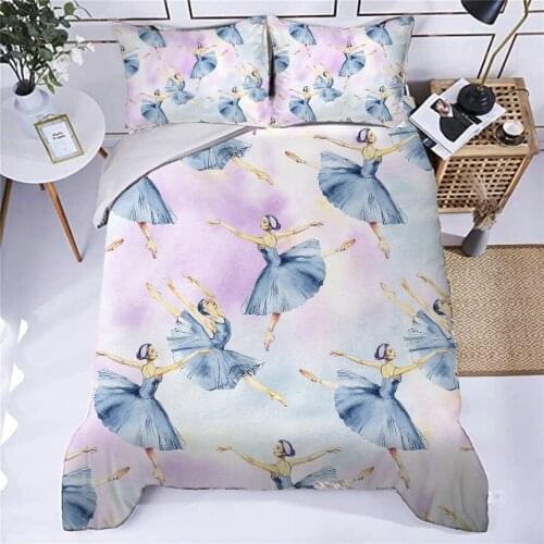 Ballet Dancing Girl Duvet Cover Lovely Little Ballerinas Girl Bedding Set Quilt Cover Princess Single Bed 135 Home Textiles