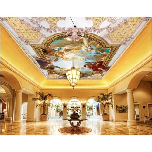 Custom ceiling wallpaper 3d ceiling murals wallpapers European color carving character ceiling zenith mural wall paper painting