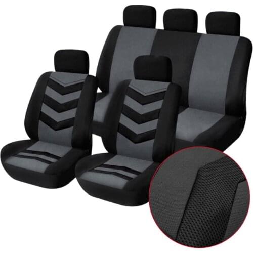 Gray 9pcs/Set Sports Breathable and cool Auto Car Seat Cover Full Front Seat Mat Pad Protector