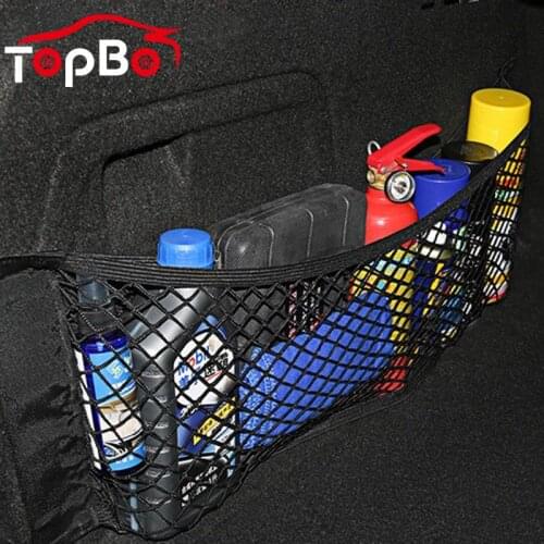 Car Back Rear Mesh Trunk Seat Elastic String Luggage Net Magic Sticker Universal Storage Bag Pocket Cage Auto Organizer Bags
