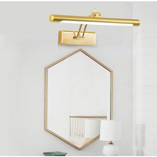 Modern retro copper bathroom mirror cabinet mirror light LED new Chinese vanity toilet moisture-proof mirror front light LB1013