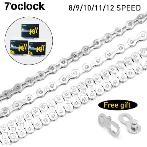 7'OCLOCK Ultralight Bike Chain 8/9/10/11/12 Speed 116L Bike Chain Durable With Connector MTB High Strength Steel Bicycle Part