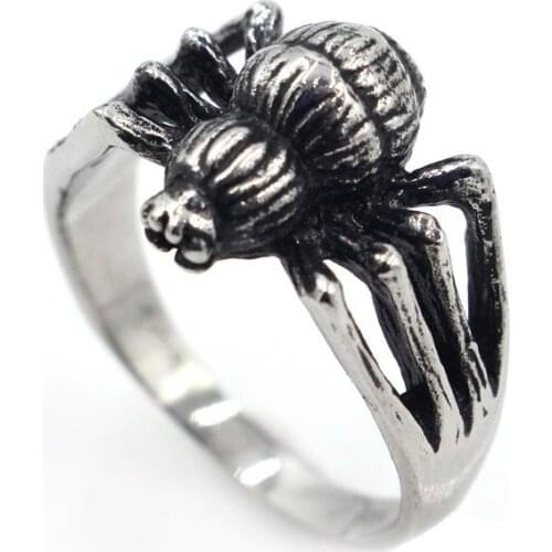 Vintage Stainless Steel Spider Ring Mens Punk Hip-hop Ring Motorcycle Hand Gothic Cool To Jewelry Accessories Size Us6-13