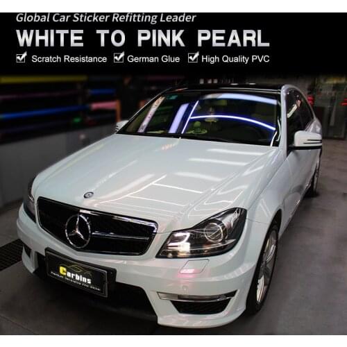Carbins White Chameleon White to Pink Color Changing Vinyl Film Sticker for All Cars Motorcycles