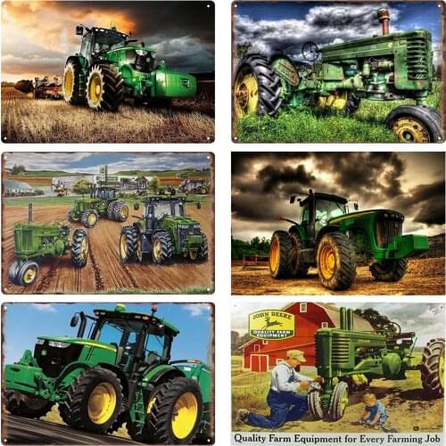 Vintage Machine Tractor Farm Metal Tin Sign Plate Pub Bar Decor Shabby Chic Plaque Retro Green Tractor Wall Decor Poster 30x20cm