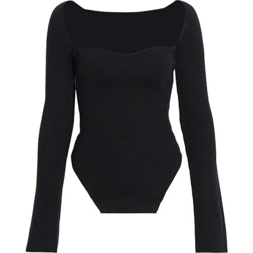 Women Asymmetrical Bodycon Pullover Sweater Spring Autumn Stretch Sexy Casual Jumpers