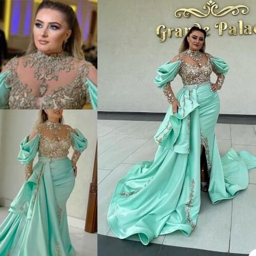 Hot Sale Green Mermaid Trumpet Cocktail Dresses Applique Prom Dress Stretchy Party Gowns