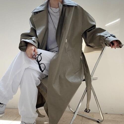 Autumn Long Oversized Leather Trench Coat For Women 2020 Long Sleeve Sashes Loose Faux Leather Coats Women Fashion