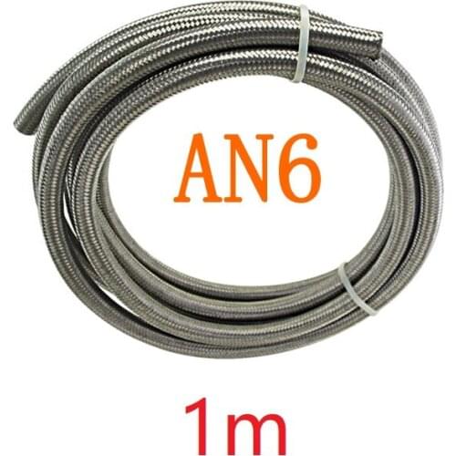 1M AN6 Racing Car-Styling Stainless Steel Braided Brake Gas Oil Fuel Line Hose OIL PETROL Automobiles Cooling System