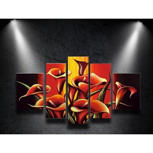 100%Hand-painted Modern Abstract Art Callas Flowers Landscape Oil Painting On the Canvas Scenery Wall For office Decoration