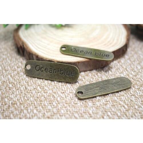 12pcs-Ocean Blue Charms, Antique bronze Ocean Blue charm Pendants, Ocean Charm, 36x12mm