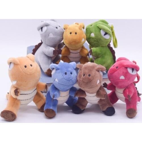 12Pcs/Lot 10CM Random Dinosaur Tyrannosaurus Combination Mini Cute Soft Plush Keychain for Bag Key Pendant